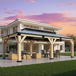 12 Backyard Gazebo Ideas for Shade Comfort and Entertaining 48 LUXOAK 12x20ft Wood Gazebo,Outdoor Hardtop Gazebo with Metal Roof,Spruce...