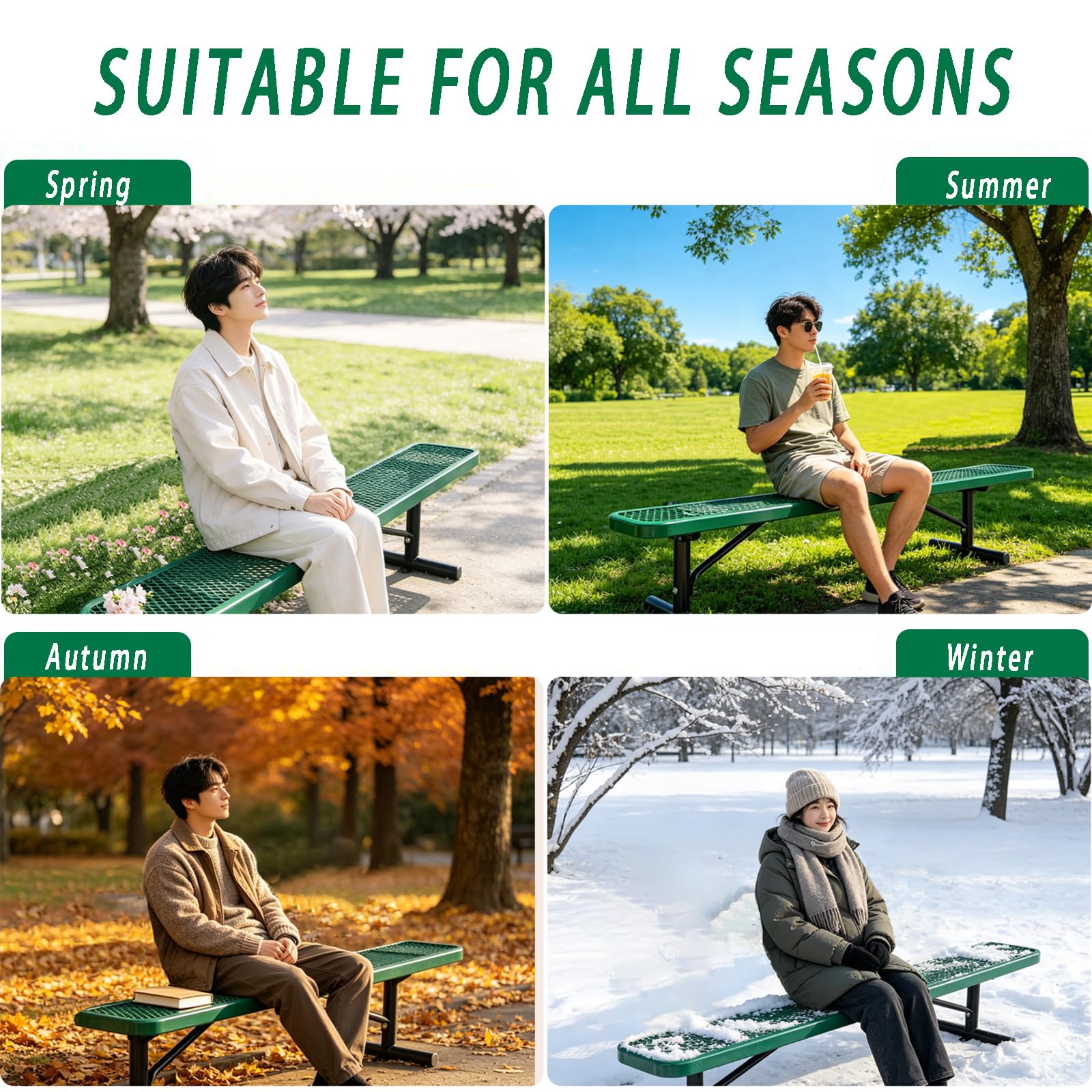 Banco de Parque de Metal Duradero para Espacios al Aire Libre, Marco de Hierro Fundido Resistente, Asiento de jardín para Patio y Porche,Negro,6ft