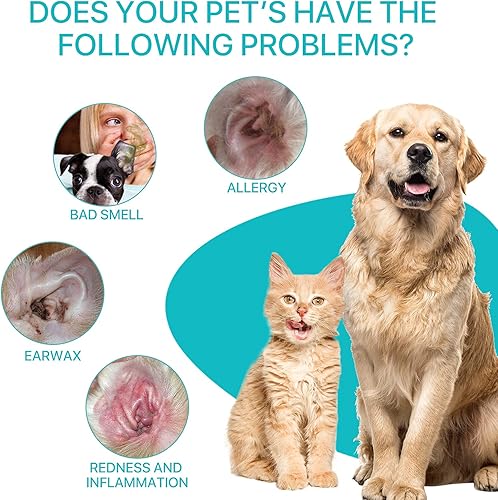 Miniatura 5 de Limpiador de oídos para perros de 1.06 oz, polvo de eliminación de oídos para mascotas, tratamiento de infecciones de oído de perro, soporta orejas