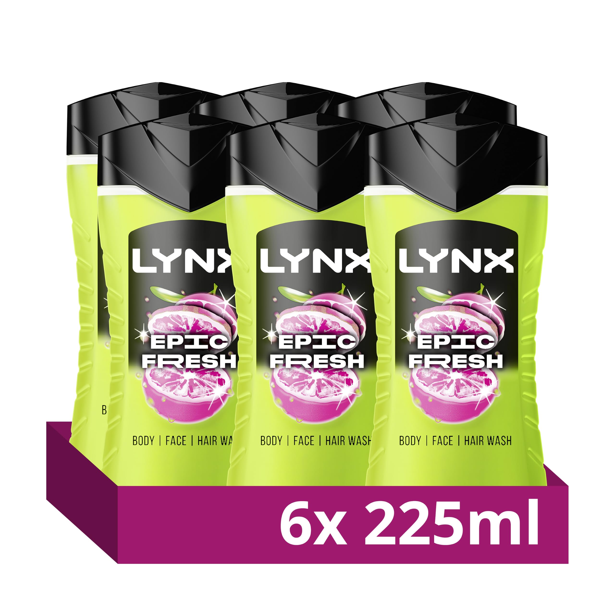 Lynx - Men - Epic Fresh Body Wash - Grapefruit & Pineapple - 225ml - 6 Pack