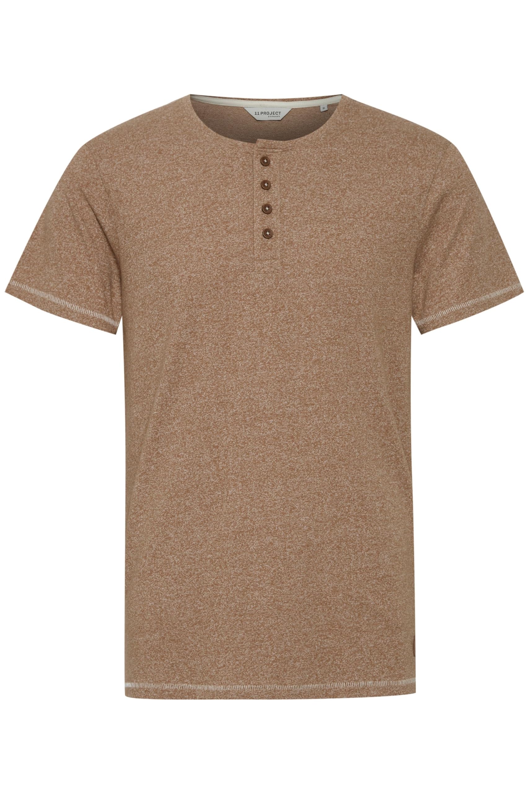 11 Project PRSietse Herren T-Shirt Kurzarm Shirt mit Grandad-Ausschnitt