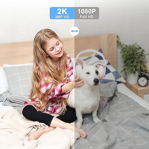 Miniatura 3 de Cámara interior - Cámara WiFi 5G y 2.4G para seguridad del hogar, cámaras de seguridad 2K para perromascotabebé, panorámicainclinación de 360, audio