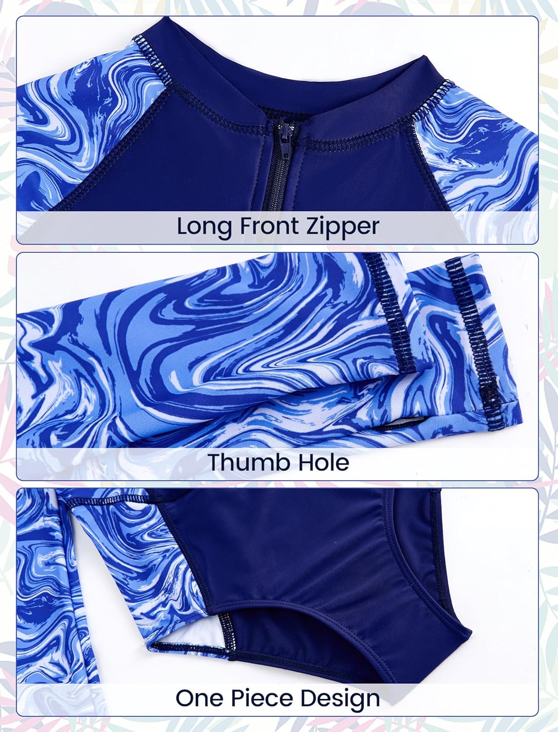 JiAmy Girl's One Piece Rashguard Swimsuit Long Sleeve Zipper UPF 50+ Sun Protection Bathing Suits Swimwear - Image 5