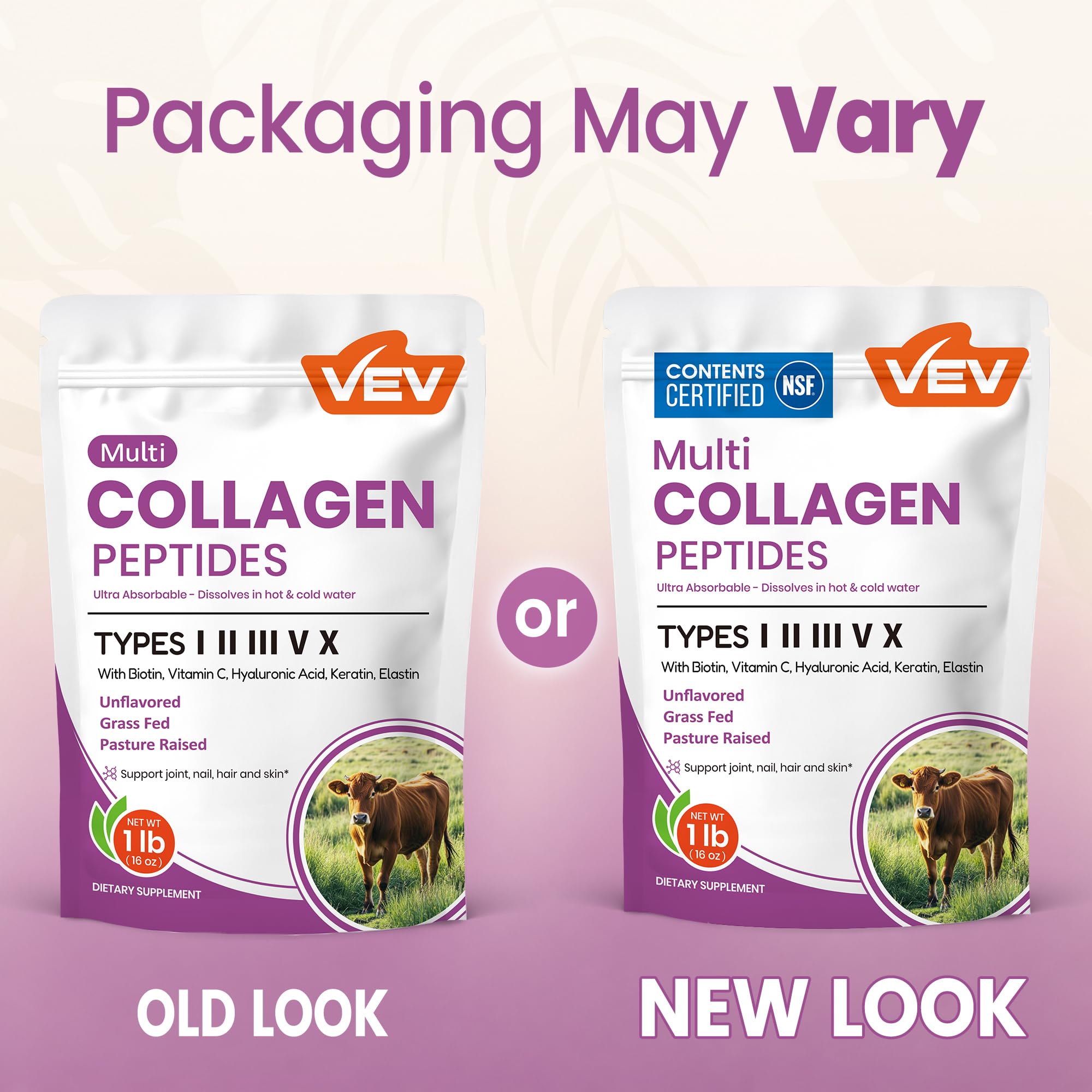 VEV Multi Collagen Peptides Powder, Types I, II, III, V & X, 41 Servings — Amazon image 3