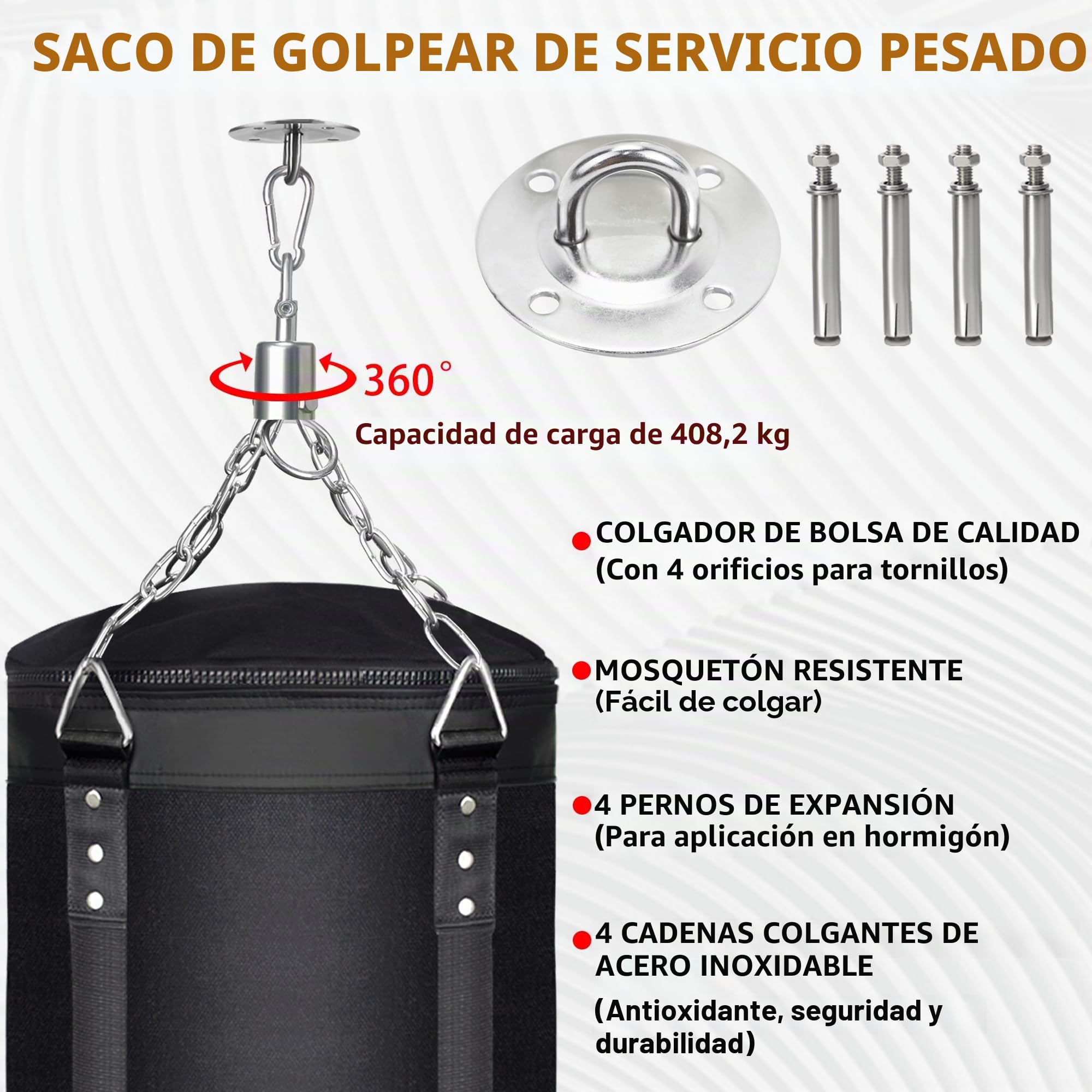Saco de Boxeo Colgante de Tela Oxford 120 cm para Adultos | Incluye Guantes de Boxeo, Muñequeras, Cuerda de Saltar y Pelota de Reacción | Ideal para MMA, Kickboxing y Muay Thai