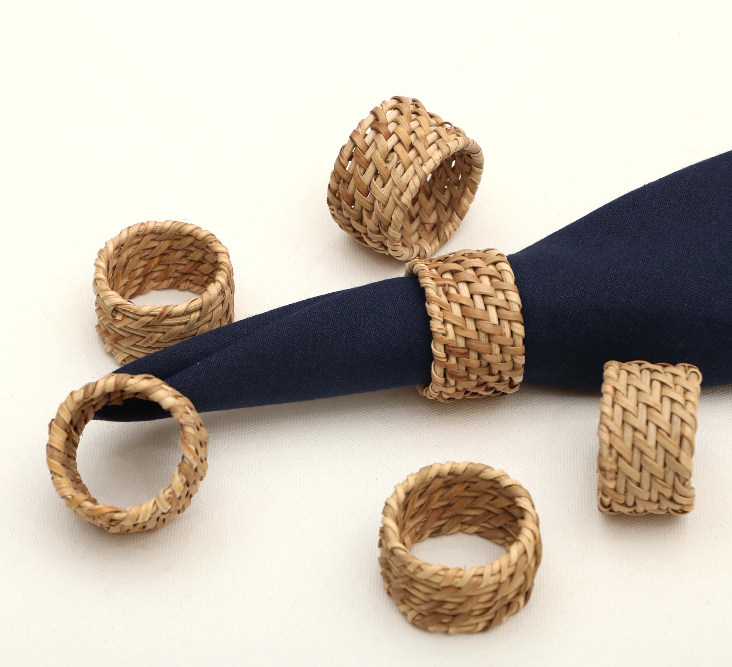 THE HOME TALK Rustic Wicker Napkin Rings – Handmade Eco-Friendly Ratan Napkin Holders for Farmhouse Dining Table, Wedding Party, Holiday Décor, and Everyday Use (Set of 6)-image-20