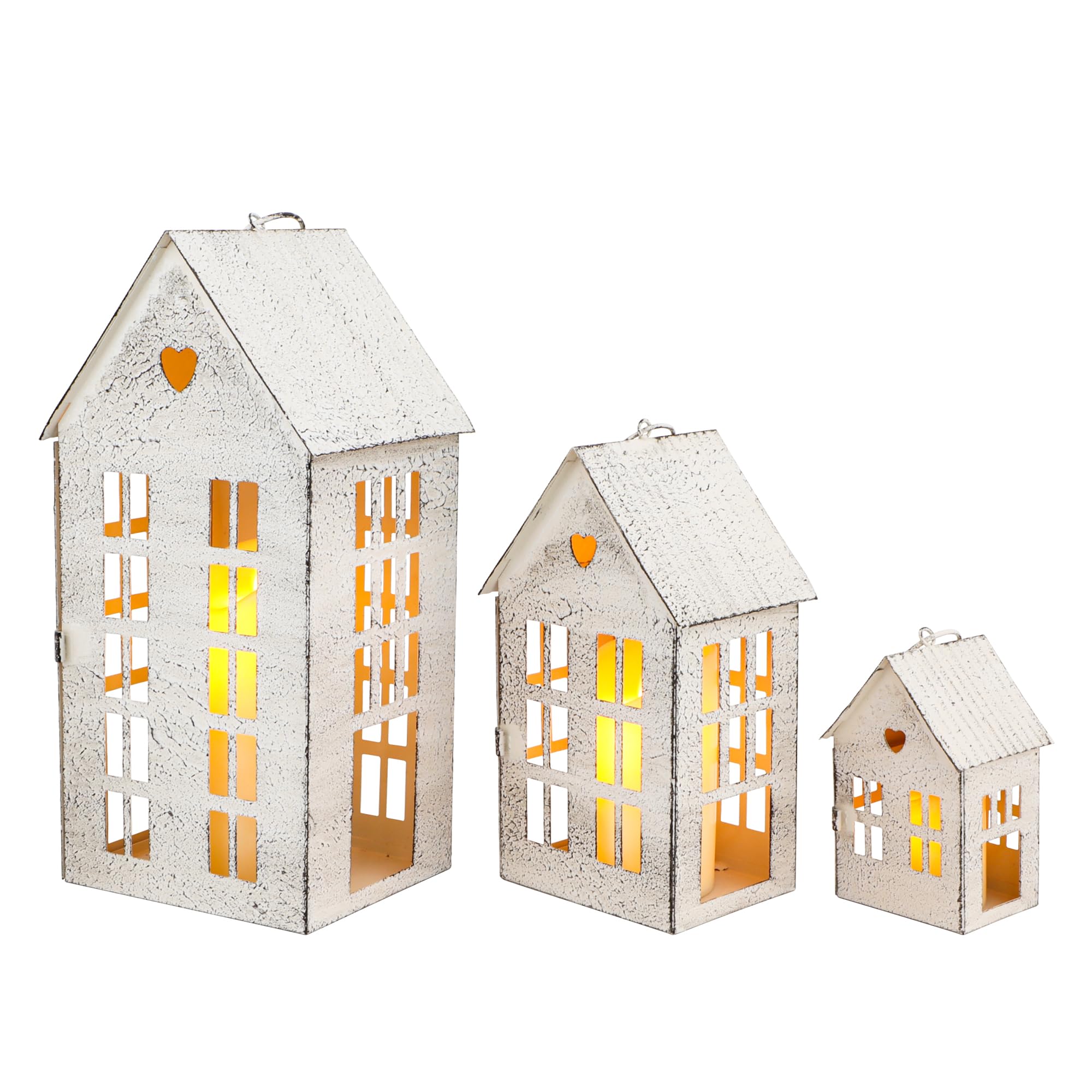 TRIROCKS 3 faroles decorativos para repisa de chimenea, 13.5 pulgadas, 9.5 y 5.5 pulgadas de alto, portavelas para decoración del hogar, patio, boda, fiestas, adornos para interiores y exteriores