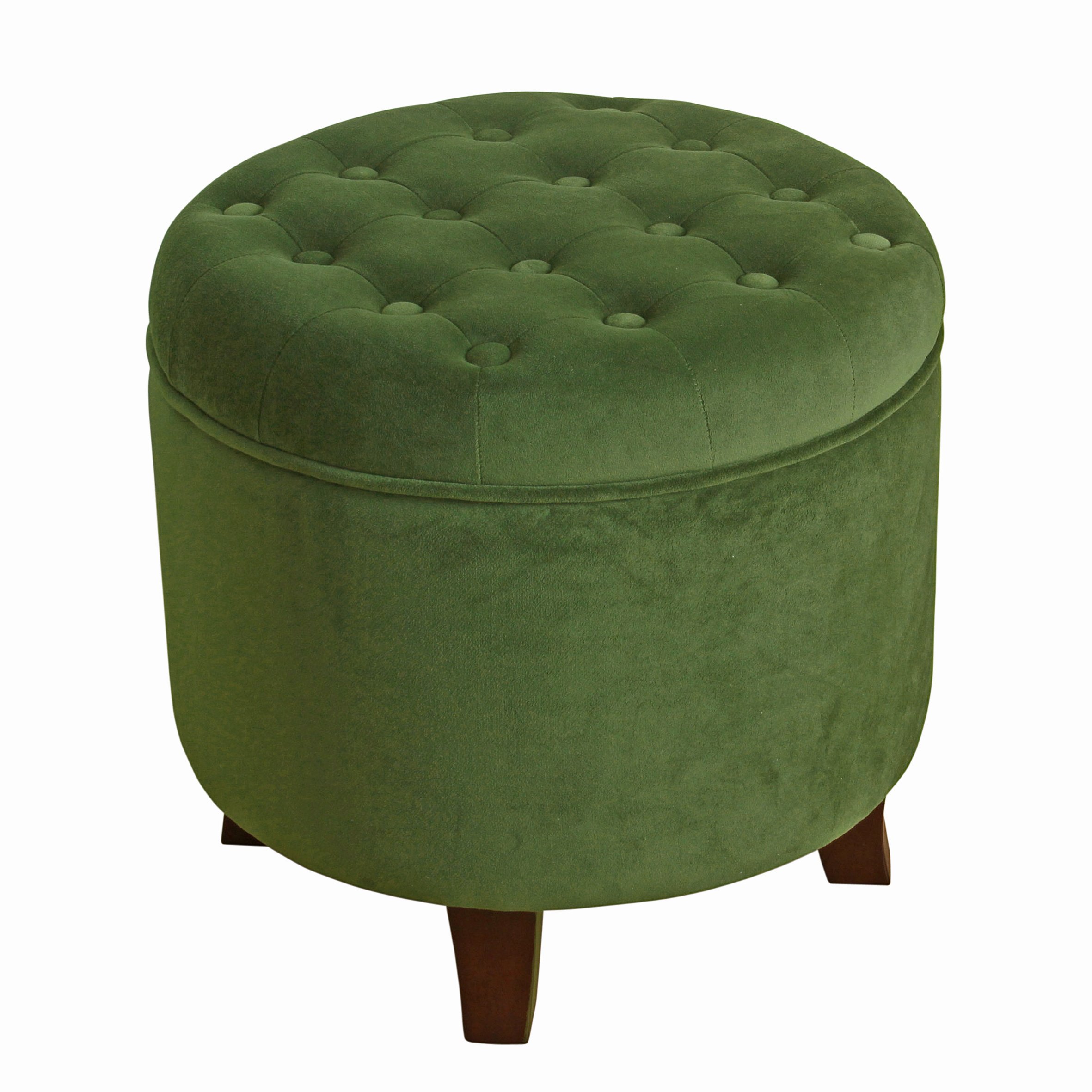 Homepop Home Decor | Upholstered Round Velvet Tufted Foot Rest Ottoman | Ottoman with Storage for Living Room & Bedroom | Decorative Home Furniture, Green