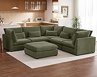 Vista 41 de Sofá modular de gran tamaño, sofá seccional de pana Cloud extra profundo con diván otomano chaise, sofá cama de chenilla esponjosa de 8 plazas