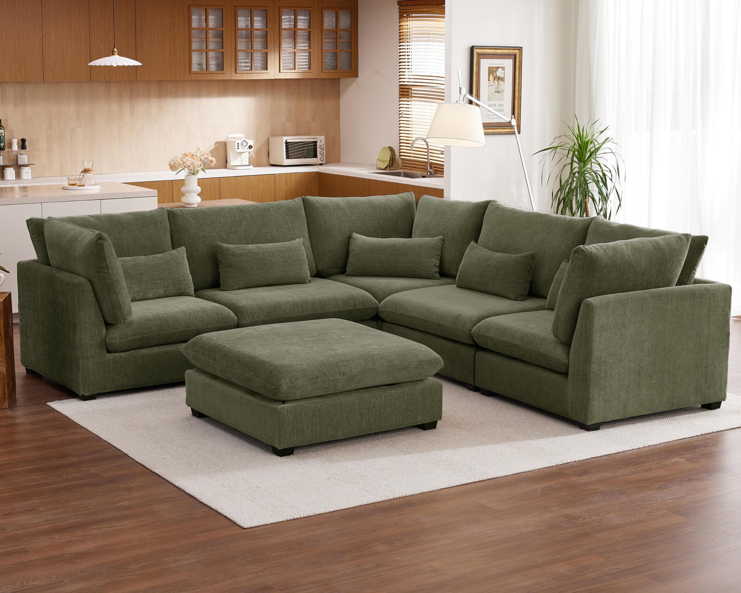 CHIC HOUSE 115 Oversized Chenille Modular Sectional Sofa