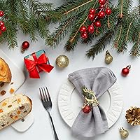 Vista 7 de ZeeDix Juego de 8 servilleteros dorados de renos navideños, anillo para servilletas de tela para decoración de mesa de cena navideña