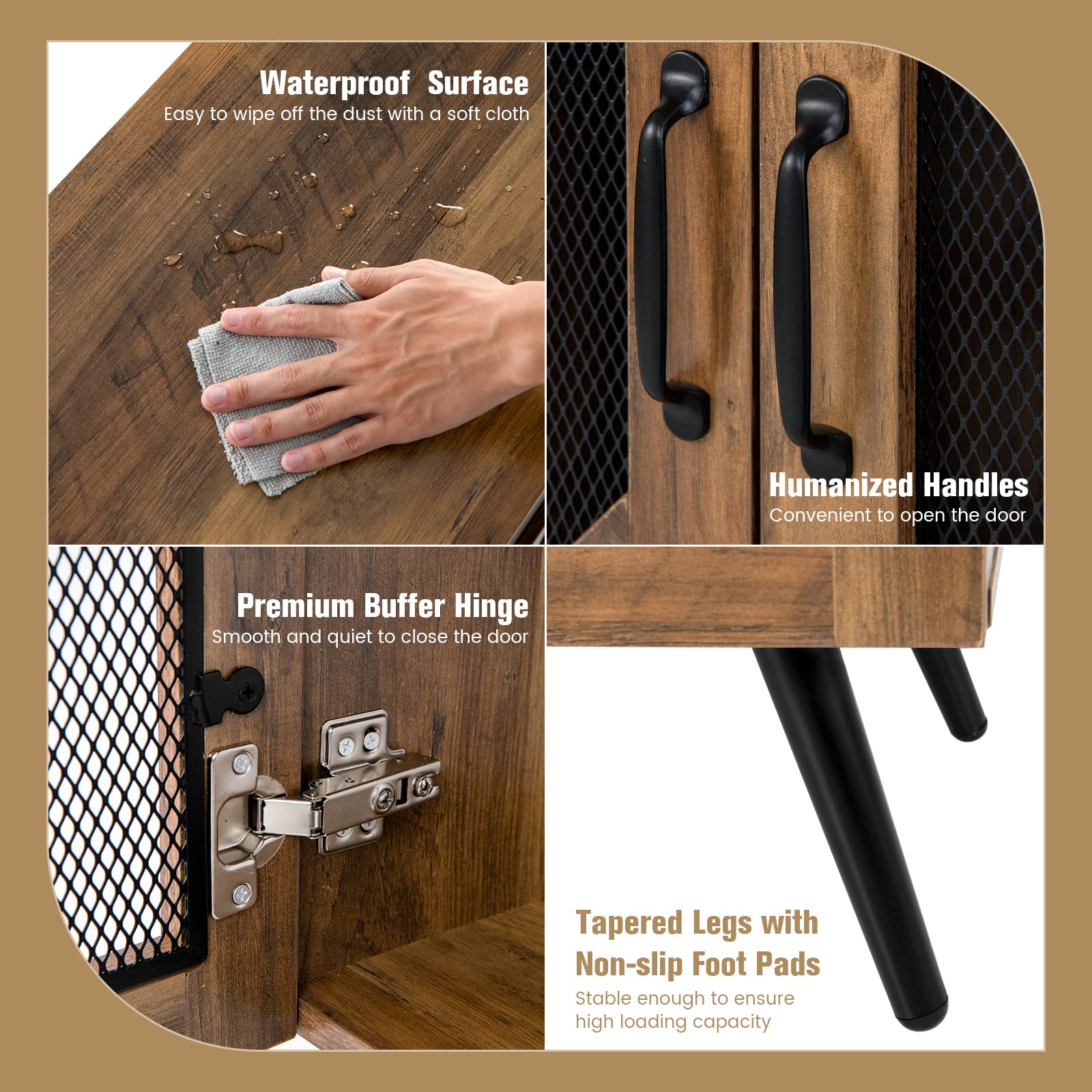 GIANTEX Meuble de Bar à Vin, Buffet Industriel avec Casier à Vin Amovible et Porte-Verre Intégré, Meuble de Rangement en Bois pour Salle à Manger, Salon, Cuisine, Marron Rustique