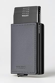 Pop Up Wallet Automatic Slim Leather Credit Card Holder RFID Blocking with Money Clip Business Wallet Holds 12 Cards