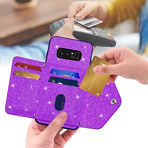 Miniatura 3 de Asuwish Funda de teléfono para Samsung Galaxy Note 8 con protector de pantalla de vidrio templado y correa cruzada, cordón para tarjeta de crédito,