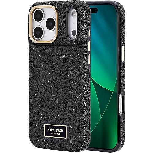 Kate Spade New York iPhone 17 Pro Max Case - Compatible with MagSafe - Designer Phone Case - Crystal Pave Nightfall