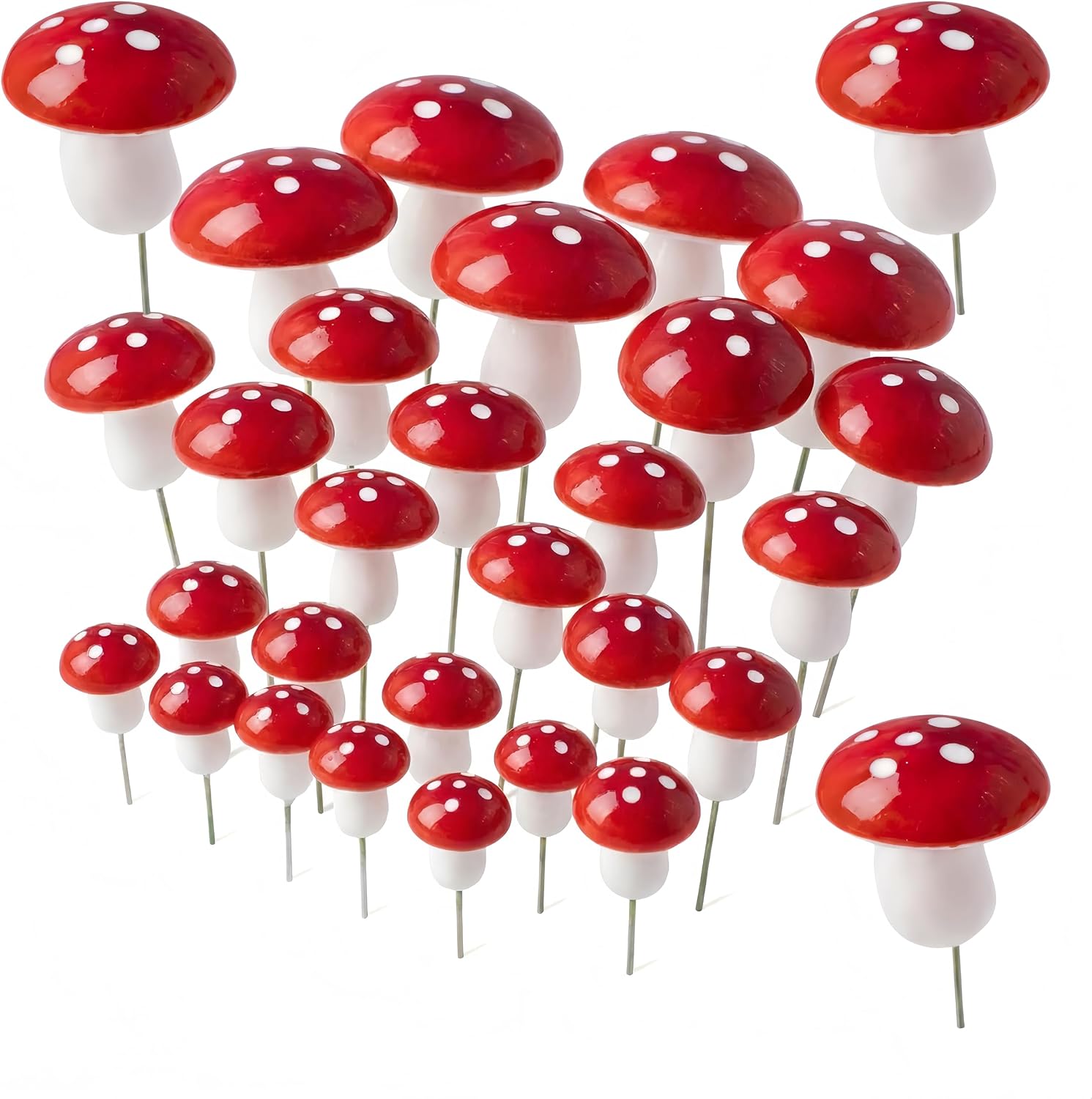 jarbins 30 Pack Mushroom Cake Decorations Red Mini Mushroom Toothpicks Foam Cupcake Toppers Mushroom Cake Picks for Birthday Baby Shower Party Micro Landscape Decor