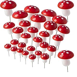 jarbins 30 Pack Mushroom Cake Decorations Red Mini Mushroom Toothpicks Foam Cupcake Toppers Mushroom Cake Picks for Birthday Baby Shower Party Micro Landscape Decor