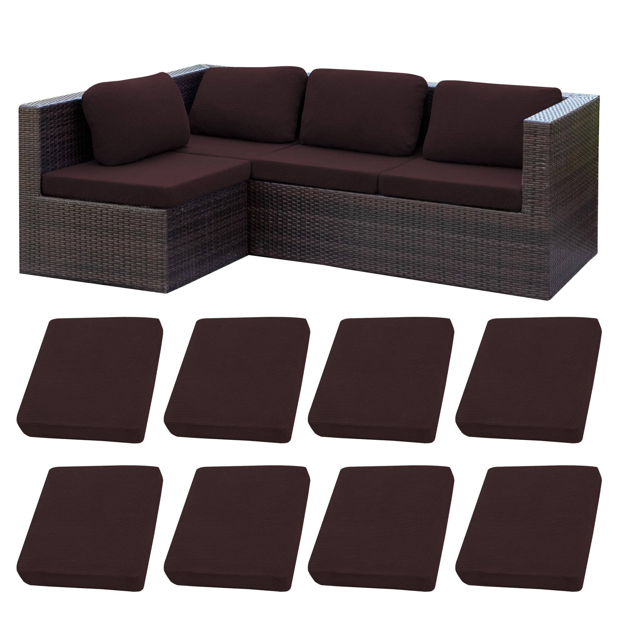 8 Pcs Outdoor Cushion Covers, Patio Sofa Cushion Covers Replacement