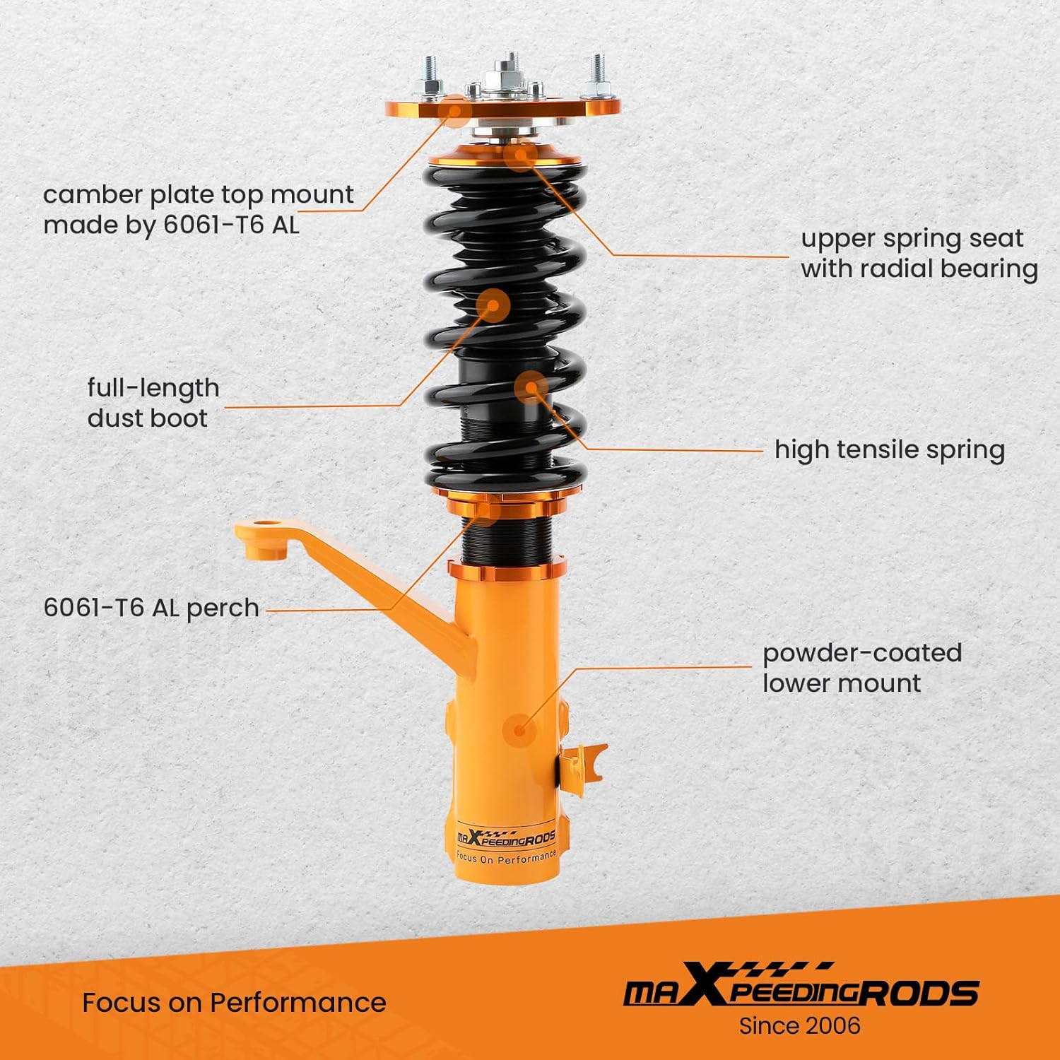 maXpeedingrods Coilovers for Honda Element 2003-2011 (Extreme Low for SC Models), Height Adjustable Coilovers Suspension Struts, Preset Damping Lowering Kit Gold