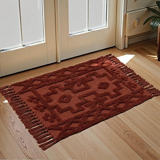 Uphome Boho Bathroom Rug 2' x 3', Washable Small Farmhouse Bedroom Rugs,...