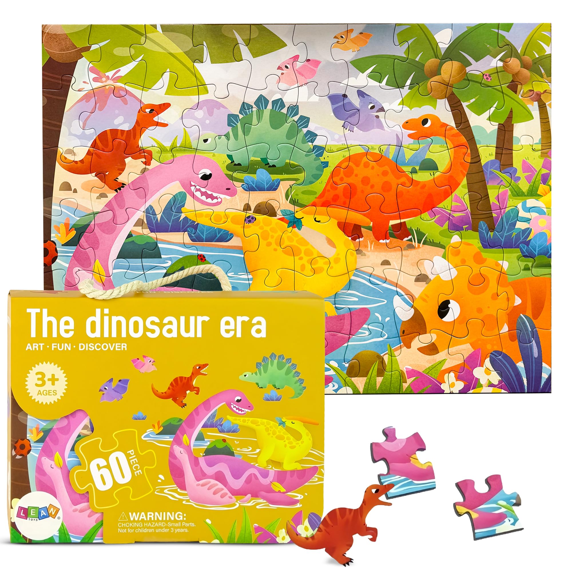 Dinosaur Puzzle for Kids Ages 38  60-Piece Montessori Floor Puzzle for Boys & Girls | Educational Toddler Jigsaw Toy & Travel Game | Gifts for 3 4 5 Year Olds | The Dinosaur Era Edition