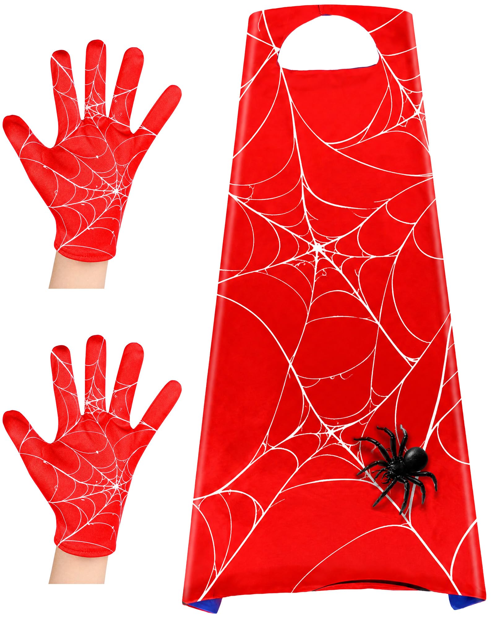 Geyoga Kids Spider Cape Gloves Set for Halloween Costume
