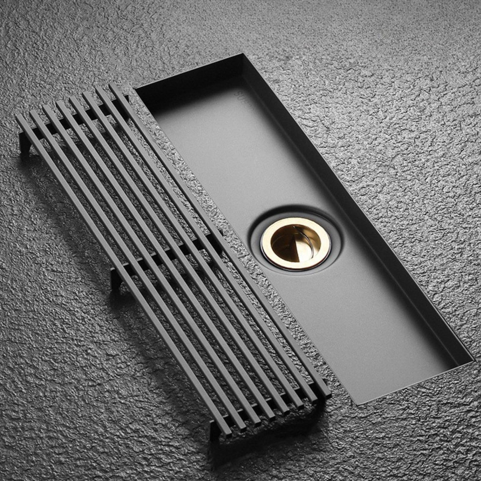 8cm de Ancho Desagüe de Piso Extraíble Desagüe de Suelo Rectangular de Acero Inoxidable 304 Diseño Hueco para Baño Cocina Balcón Ducha Antibloqueo Filtro Gris(8 * 100cm)