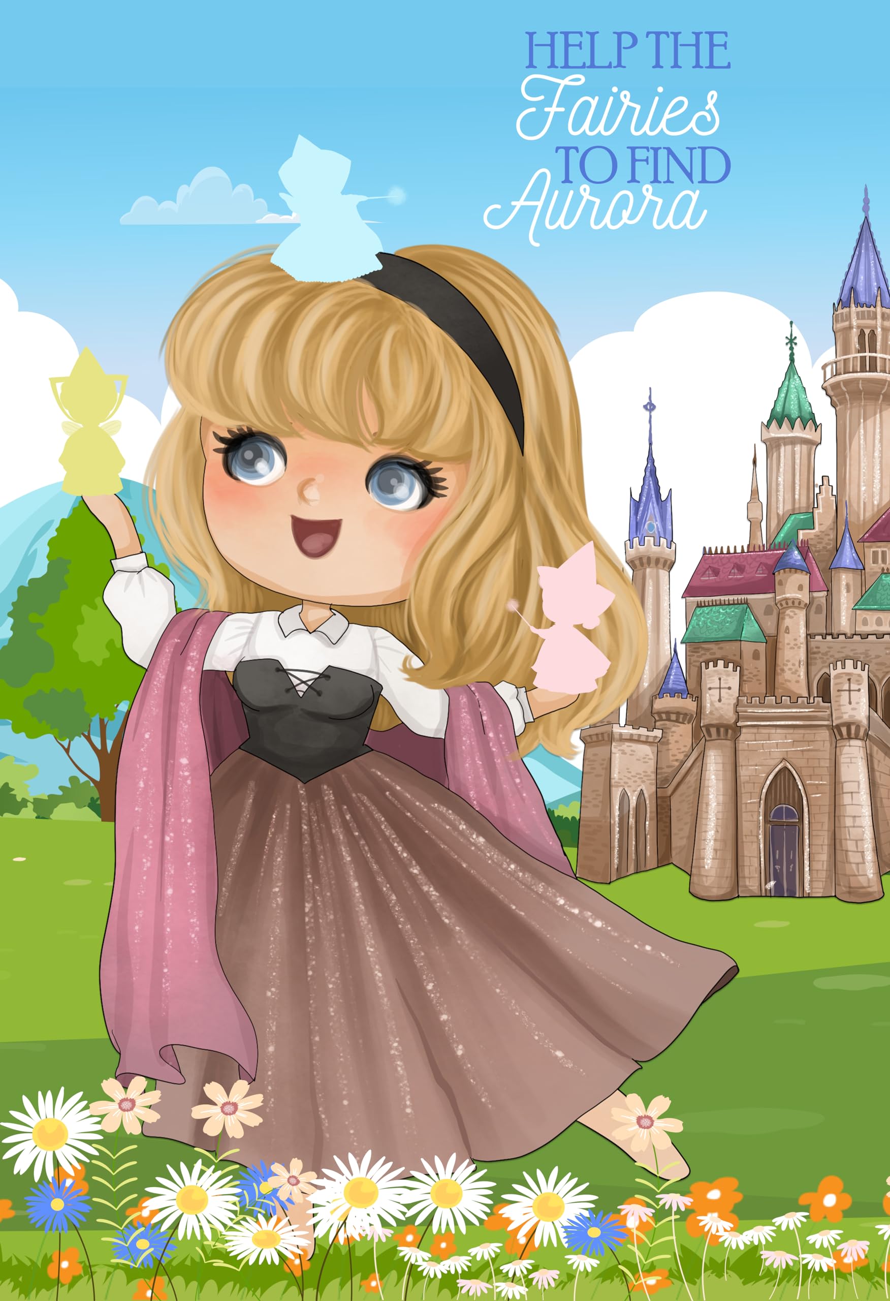 Help the Fairies To Find Aurora - Sleeping Beauty Character Themed Party Pin Game Supply Stickers Poster Set