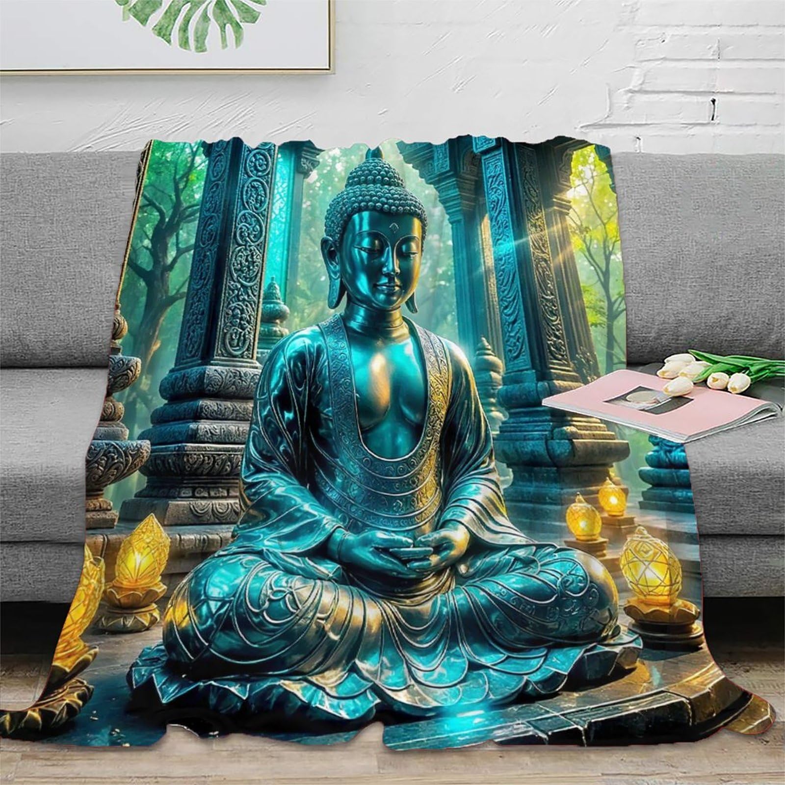 Couverture Bouddha 3D plaid douillet pour moments cocooning sur le canapé