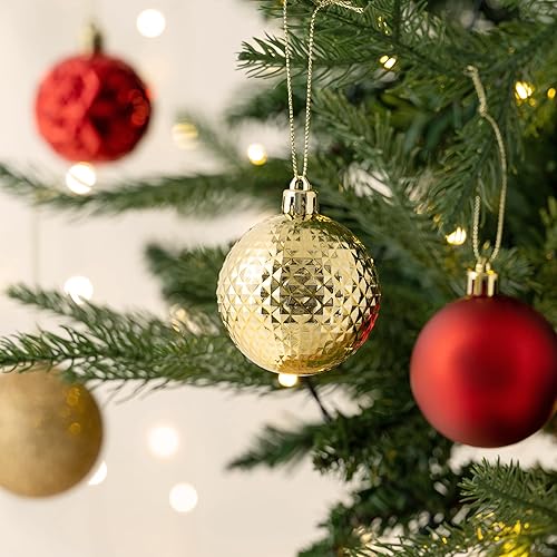 Miniatura 208 de Valery Madelyn Juego de adornos decorativos para árbol de Navidad para otoño, Halloween, 50 unidades de 2.36 pulgadas, rojo, verde y dorado