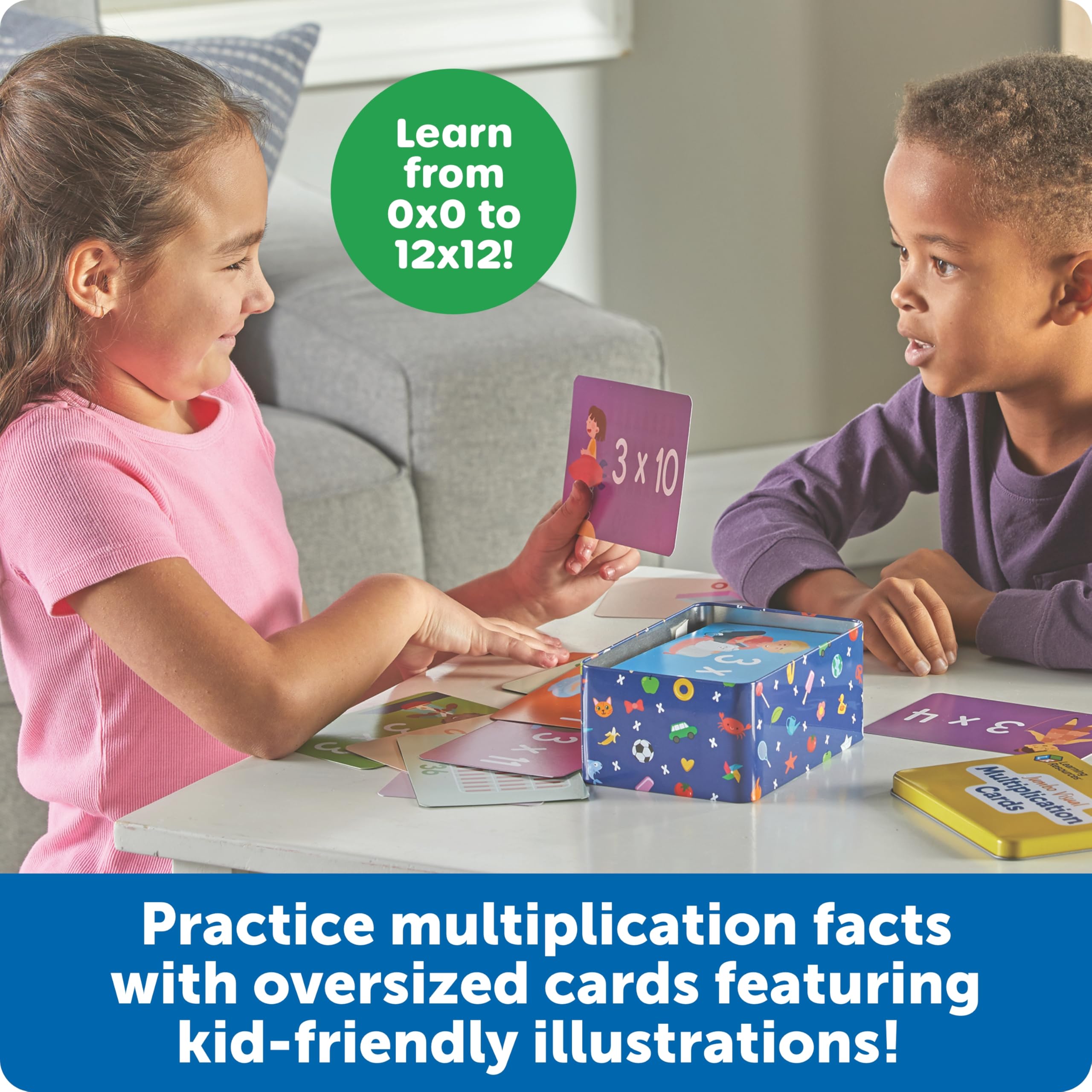 Learning Resources Jumbo Visual Multiplication Cards, Times Tables Flash Cards, Maths Games, Maths Travel Games, Ages 7+ - Image 2