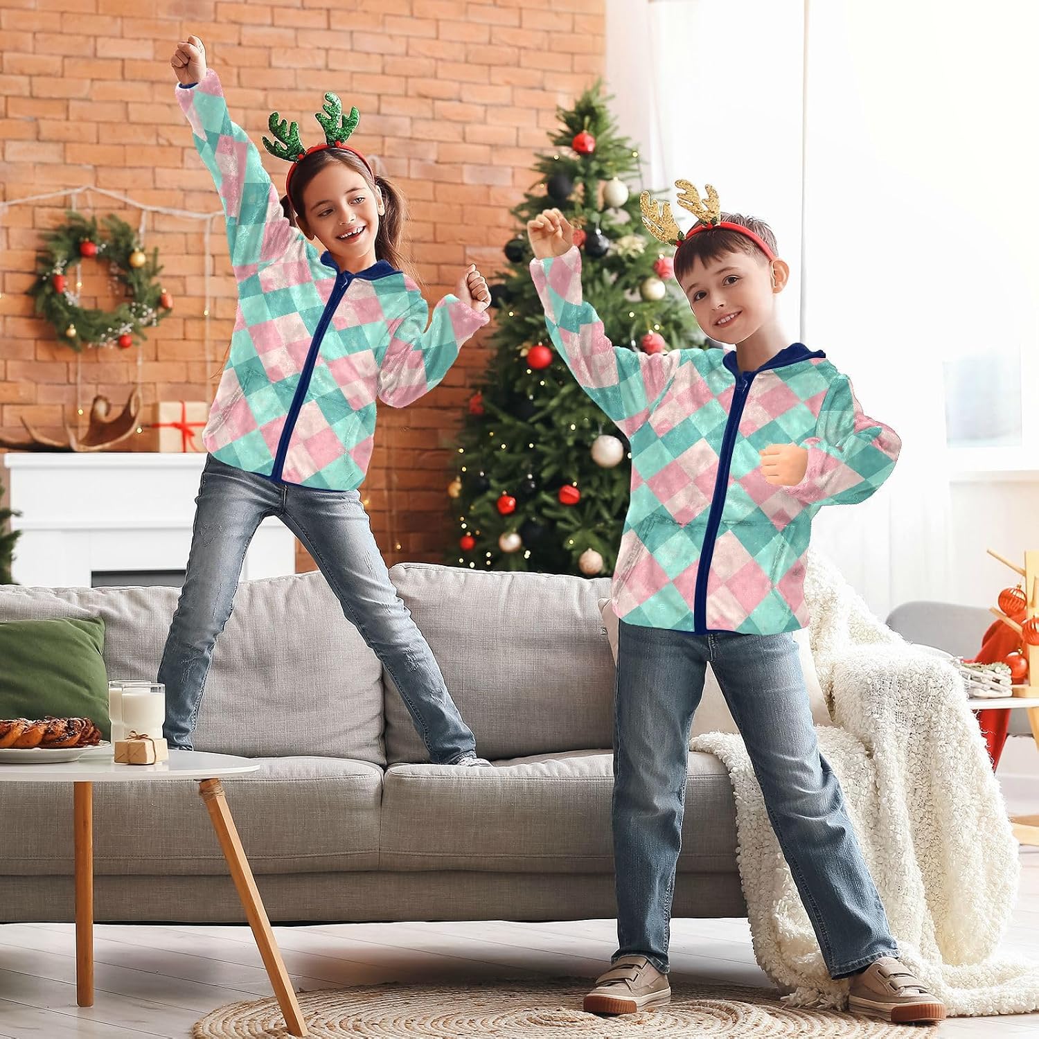 Checkered Pastel Green Toddler Winter Jackets Children Plush Outerwear Navy Blue Trendy Baby Boys Clothes chamarra
