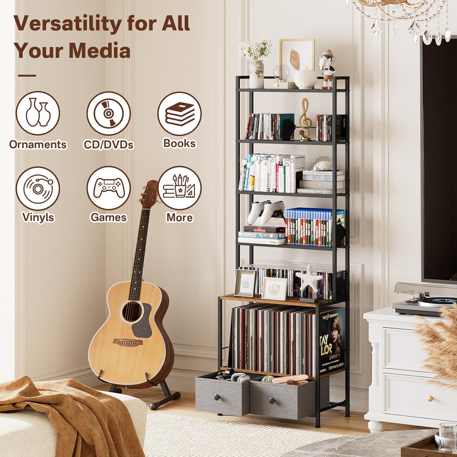 CD Storage Rack Bundle – Simple & Multi-Functional Organizer Set for CDs, DVDs, VCDs, Games, Albums – Space-Saving, Sturdy & Versatile Media Shelf Combination