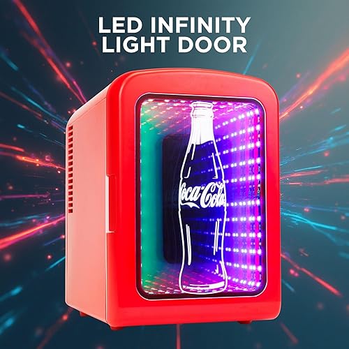 Miniatura 5 de Coca-Cola 4L  6-Can Mini Fridge with Multi-Color LED Light  Portable Thermoelectric 12V DC110V AC Quiet CoolerWarmer for Bedroom, Office, Car,