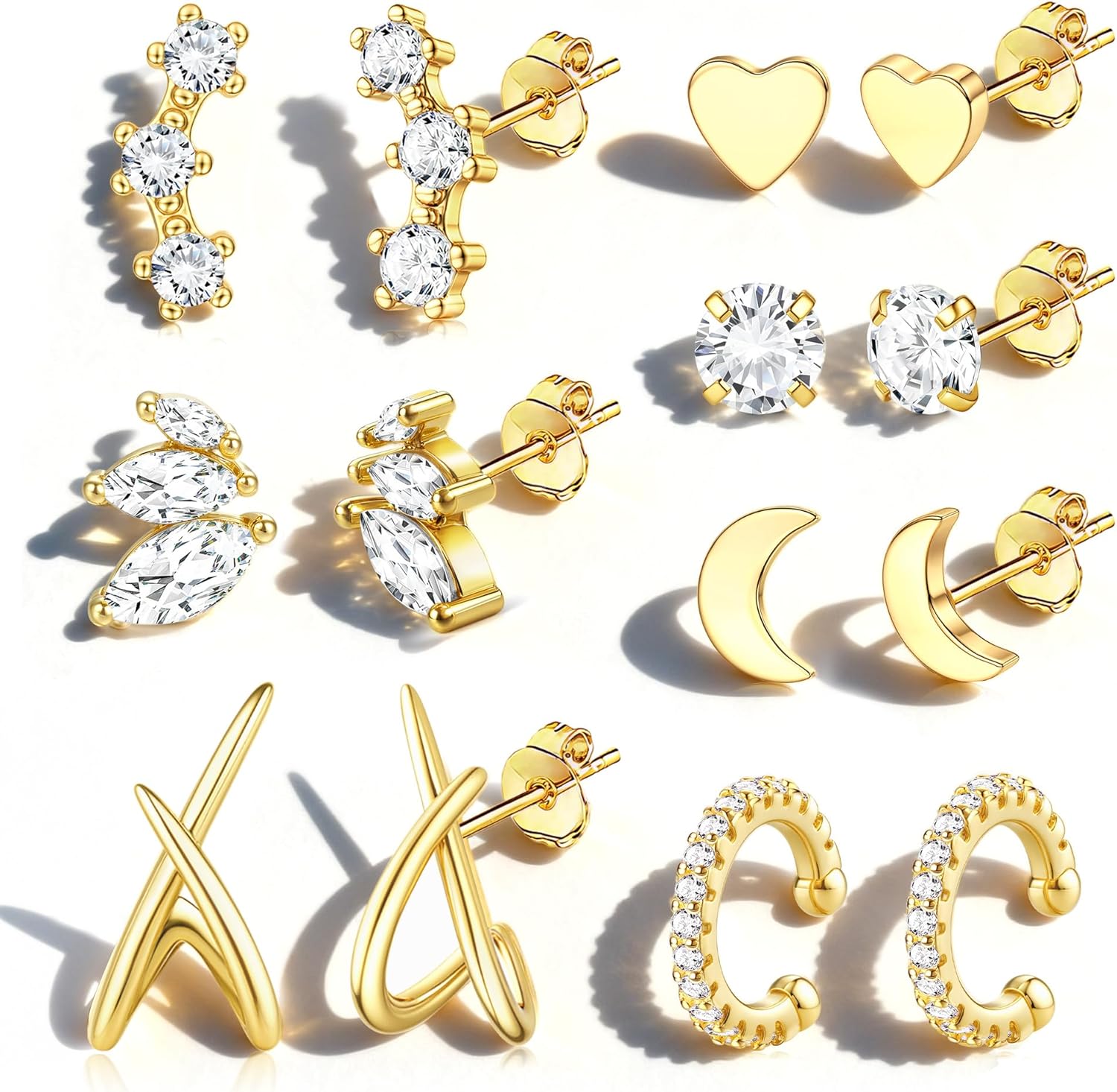 Jstyle 14K Gold Plated Earrings for Women Trendy Hypoallergenic Surgical Steel Earring Stacks Cartilage Earring Sets for Multiple Piercing Small Cute CZ Studs Cuffs Women’s Dainty Jewelry Gifts Jstyle 14K Gold Plated Earrings for Women Trendy Hypoallergenic Surgical Steel Earring Stacks Cartilage Earring Sets for Multiple Piercing Small Cute CZ Studs Cuffs Women’s Dainty Jewelry Gifts