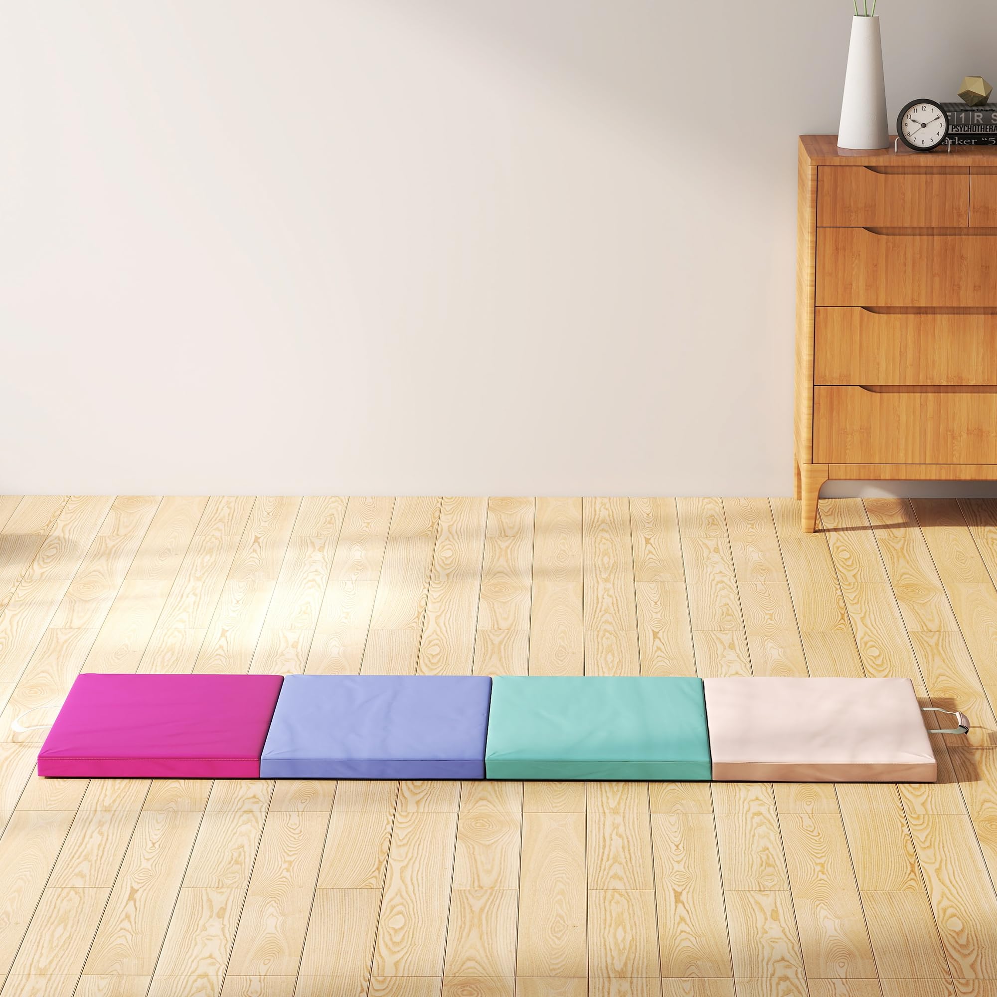 SPORTNOW Colchoneta Gimnasia Plegable de Grosor de 5 cm, Tapete de Ejercicio con Asas de Transporte, Bolsa, Esterilla de Gimnasia para Yoga, Aeróbic, Artes Marciales