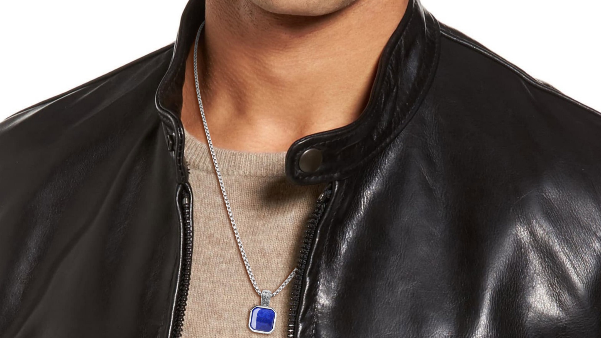 COAI Collier Homme Acier Inoxydable Avec Pendentif Sodalite Rectangulaire Bleu Profond – Style Élégant Et Masculin