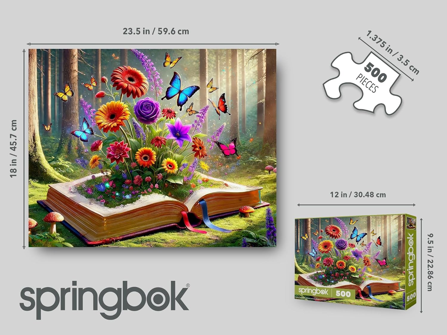 Springbok Books Brought to Life 500 Piece Jigsaw Puzzle for Adults - Book and Flower Puzzle - Unique Cut Pieces - Made in USA