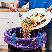 Vista 5 de AUEAR, Paquete de 10 clips para bolsas de basura, abrazadera de cubo de basura, clip de fijación antideslizante, color azul