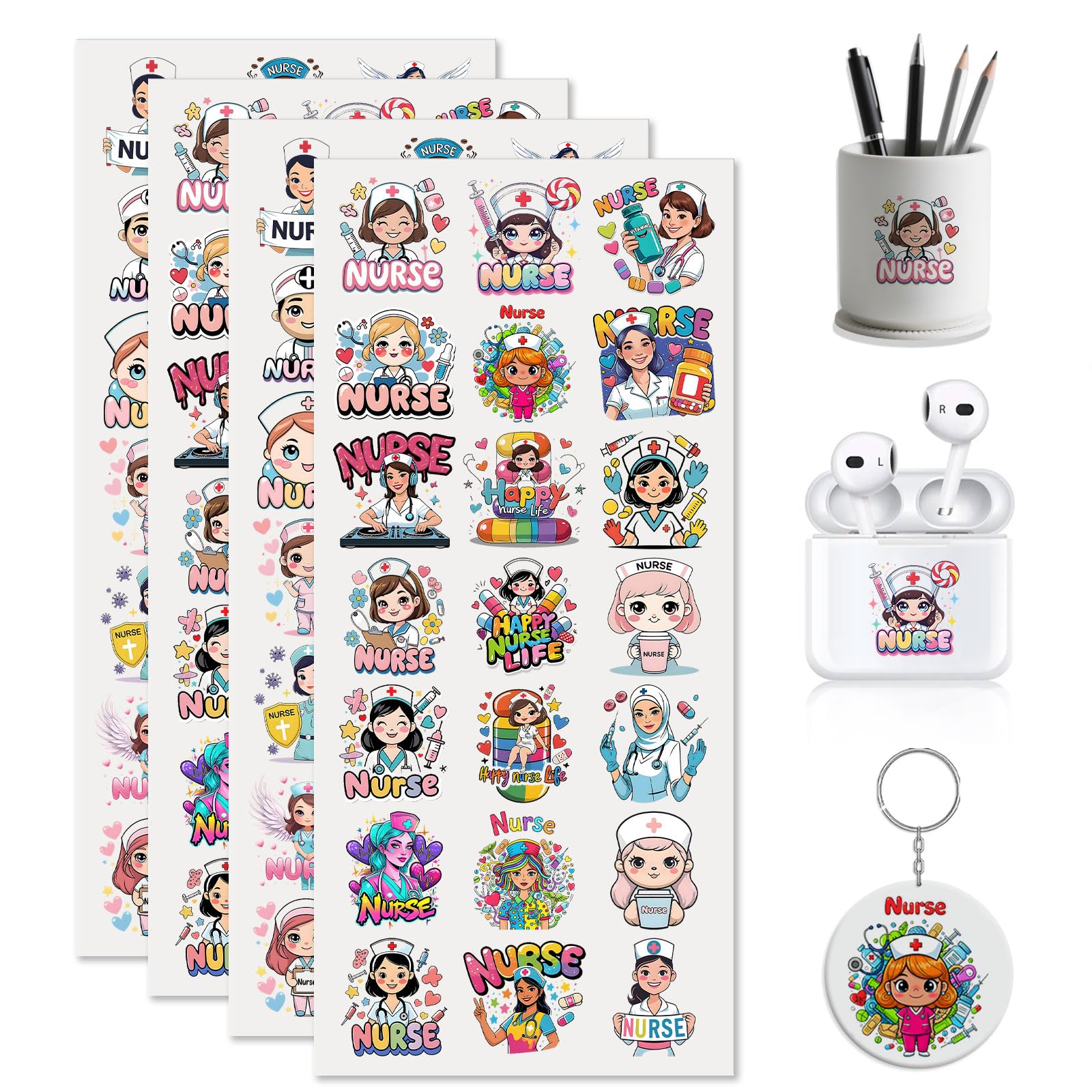 Autocollants UV DTF lot de 84 stickers personnalisés pour coque de téléphone et AirPods