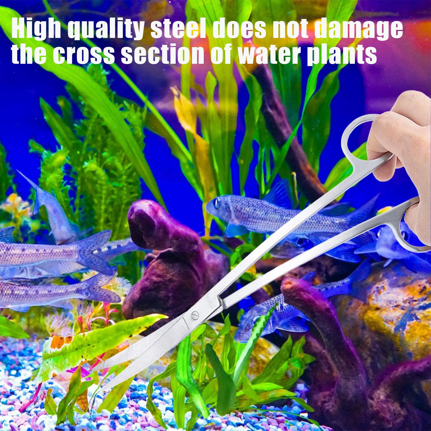 RYAN Accesorios Acuario 4 en 1 de Acero Inoxidable para Acuario Aquarium Aquascaping Kit Pinzas Tijera espátula Juego de Herramientas para Peces y Plantas Acuáticas