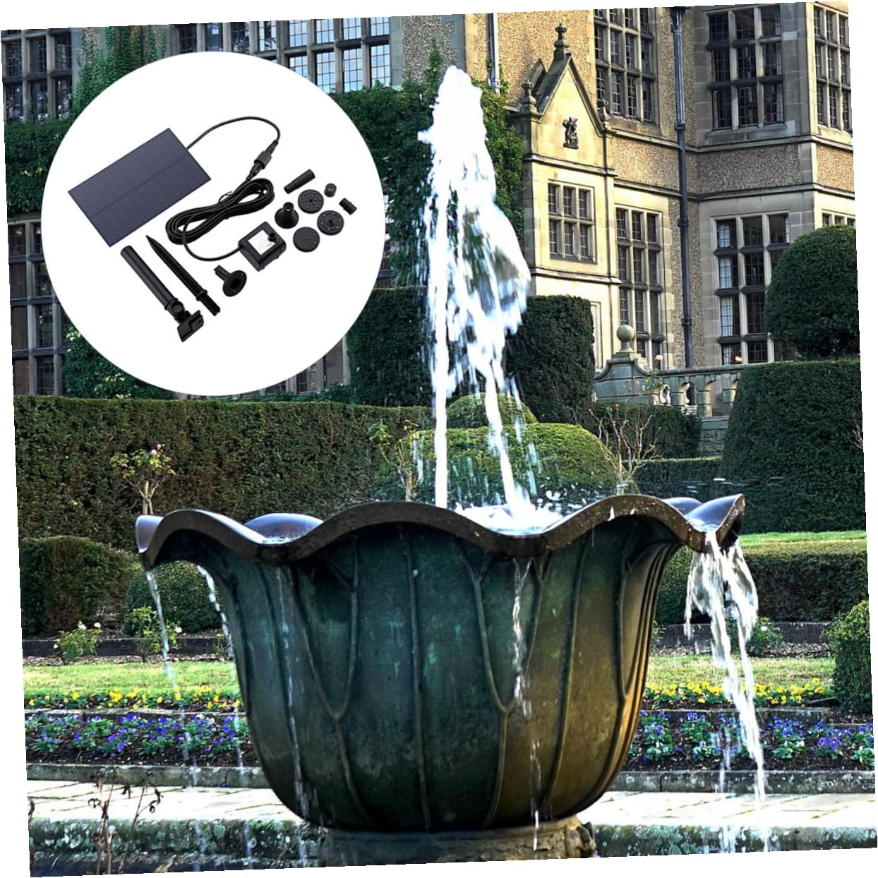 Pompa Solare per Fontana da Giardino, Set 1 Nero, Automatico | Pannello Solare in Plastica, Facile da Installare e Pulire, per Cortile e Paesaggio Esterno