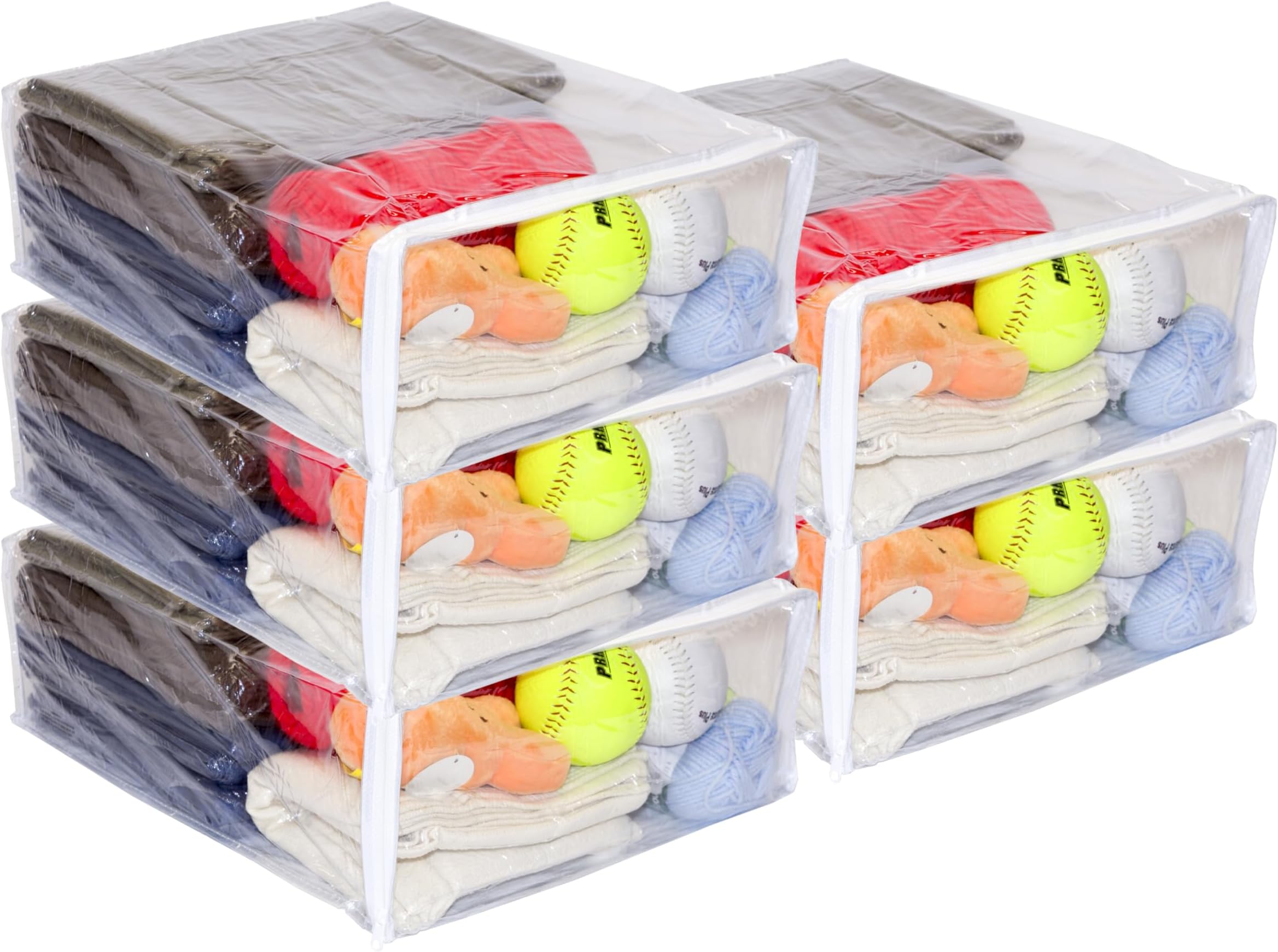 5Pack Clear Vinyl Zippered Storage Bags 15 x 18 x 6 Inch