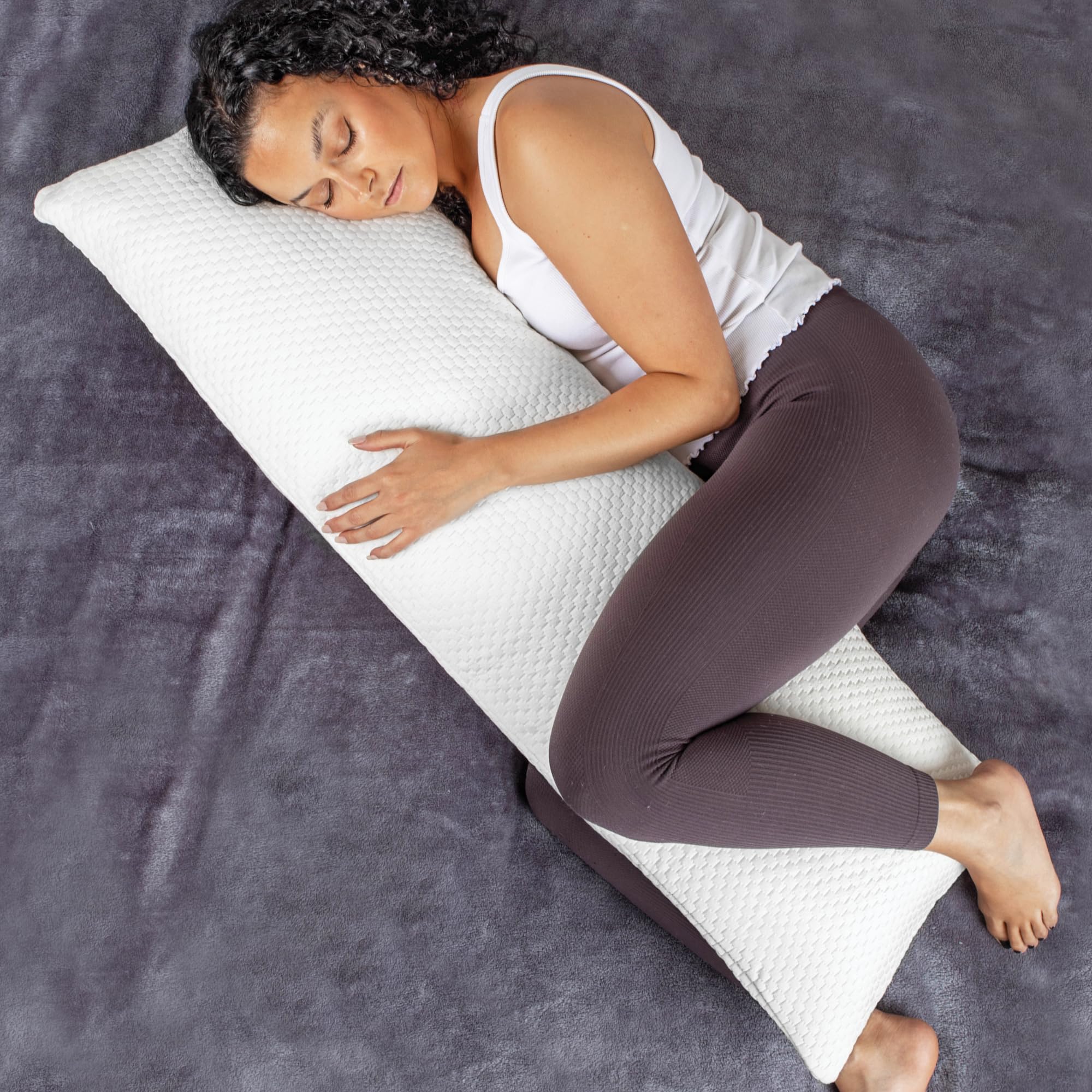 Aamira Adjustable Long Body Pillow, Shredded Memory Foam, Bamboo Cover