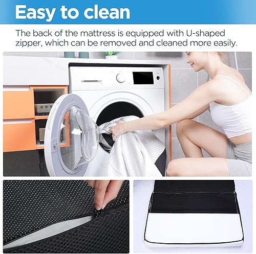 Miniatura 7 de Colchón plegable, cubrecolchón de espuma viscoelástica triple de 3 pulgadas con funda lavable, protector de colchón de enfriamiento para dormitorio