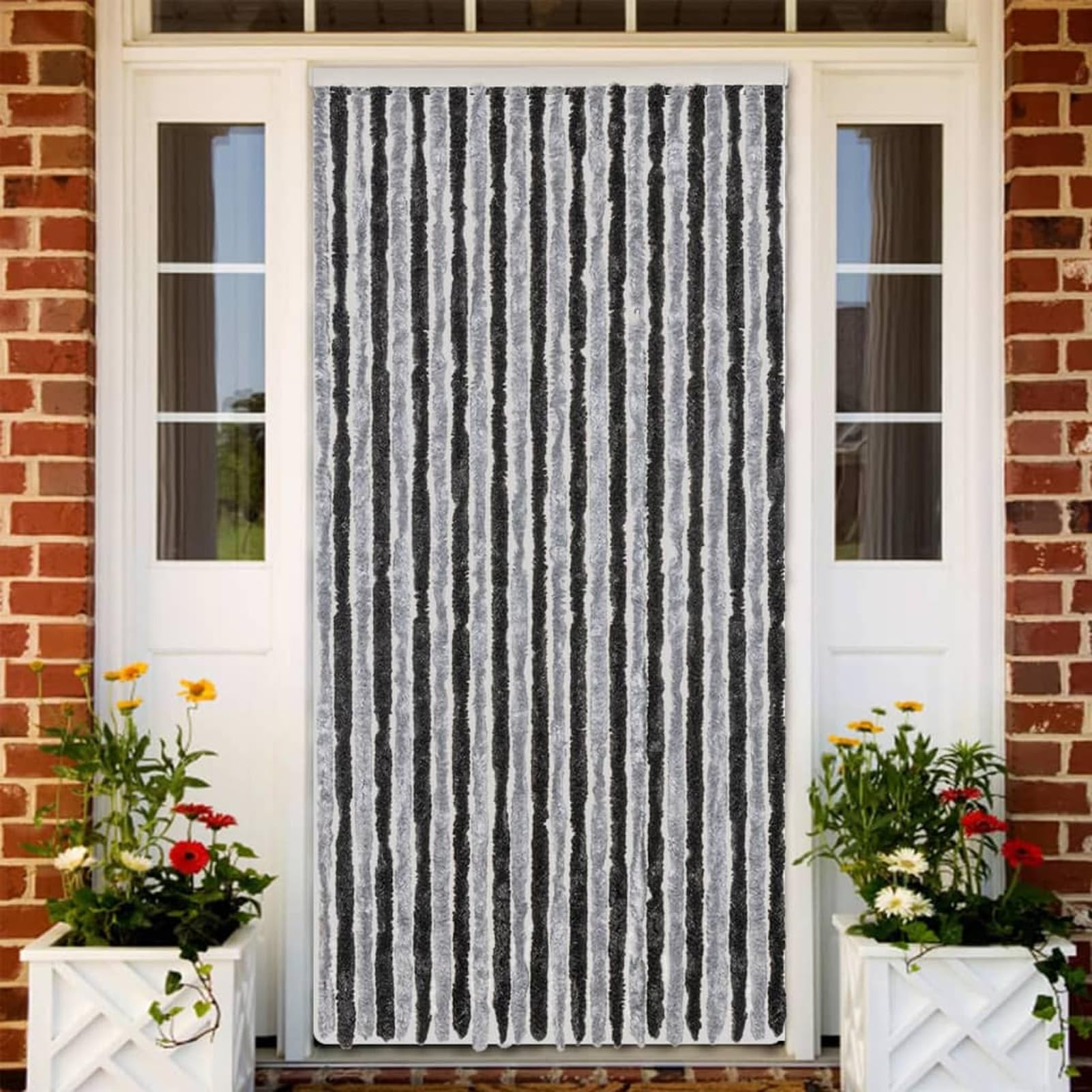 ZEYUAN Tenda Antimosche Grigia e Nera 100x230 cm in Ciniglia,Tenda Antimosche per Finestre e Porte Leggera Resistente all'Acqua Silenziosa Zanzariera Antiisetti-377331