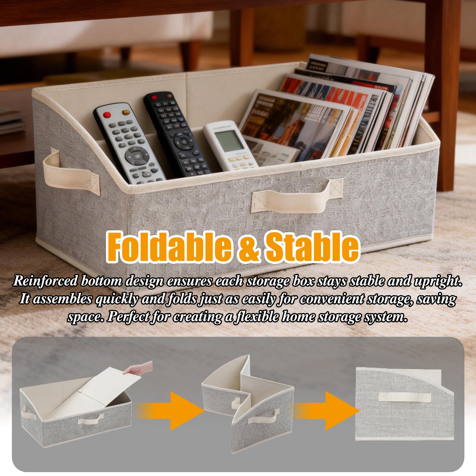PORFOYO Scatola portaoggetti in tessuto, set da 3 scatole pieghevoli con manici, scatola per la conservazione, organizer per vestiti, giocattoli, strumenti, armadio, dimensioni 50 x 28,5 x 20 cm