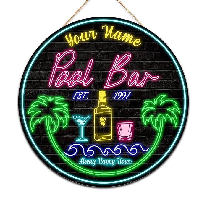 Buy Pool Bar Beach Bar Neon Sign, Hawaiian Tiki Bar, Tiki Hut Sign