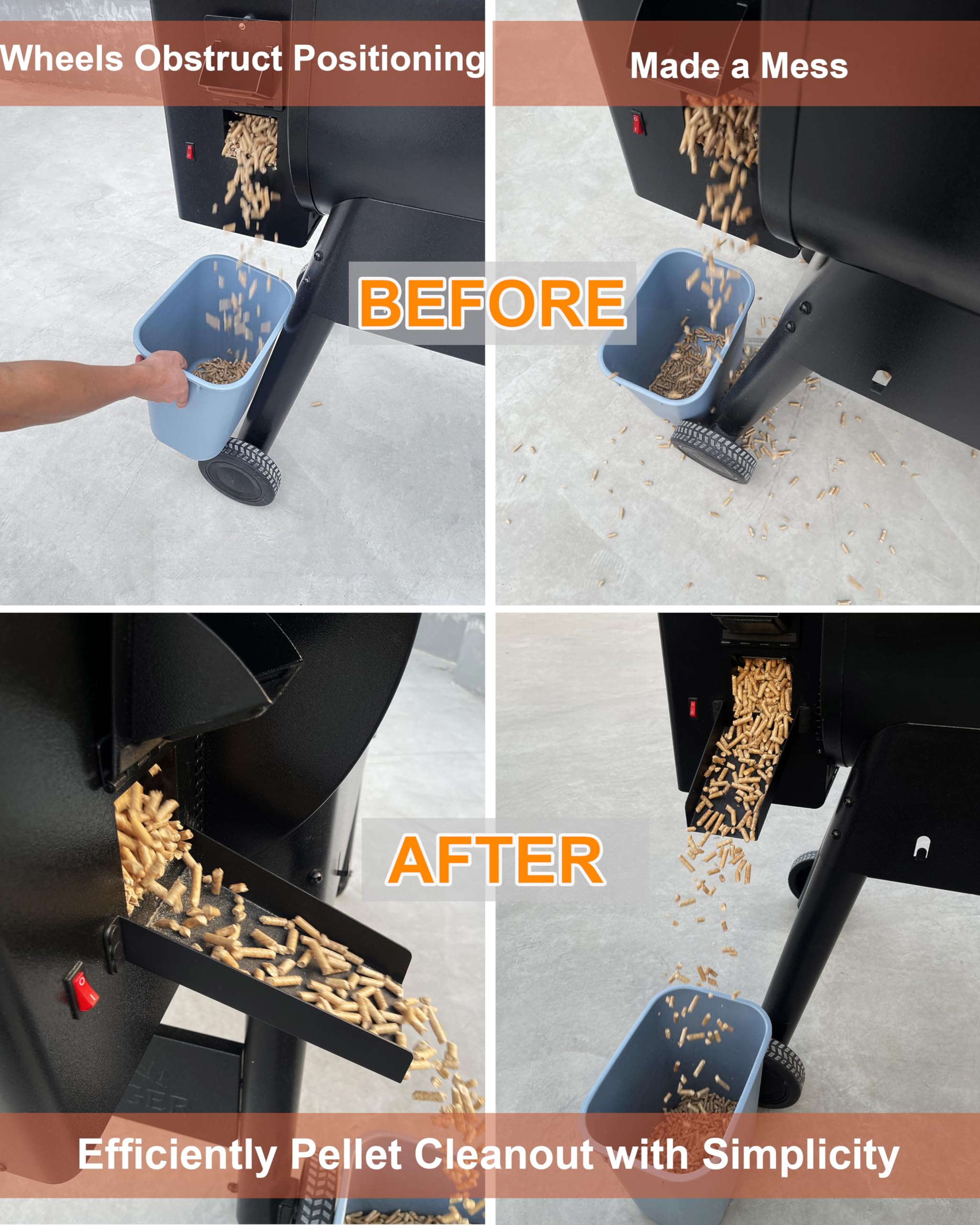 Chutes ayudante magnético para ahumador de pellets: colección de pellets sin esfuerzo, accesorios para parrilla Traeger y Pit Boss, Diapositiva magnética de pellets para vaciar tolvas de parrilla de 3