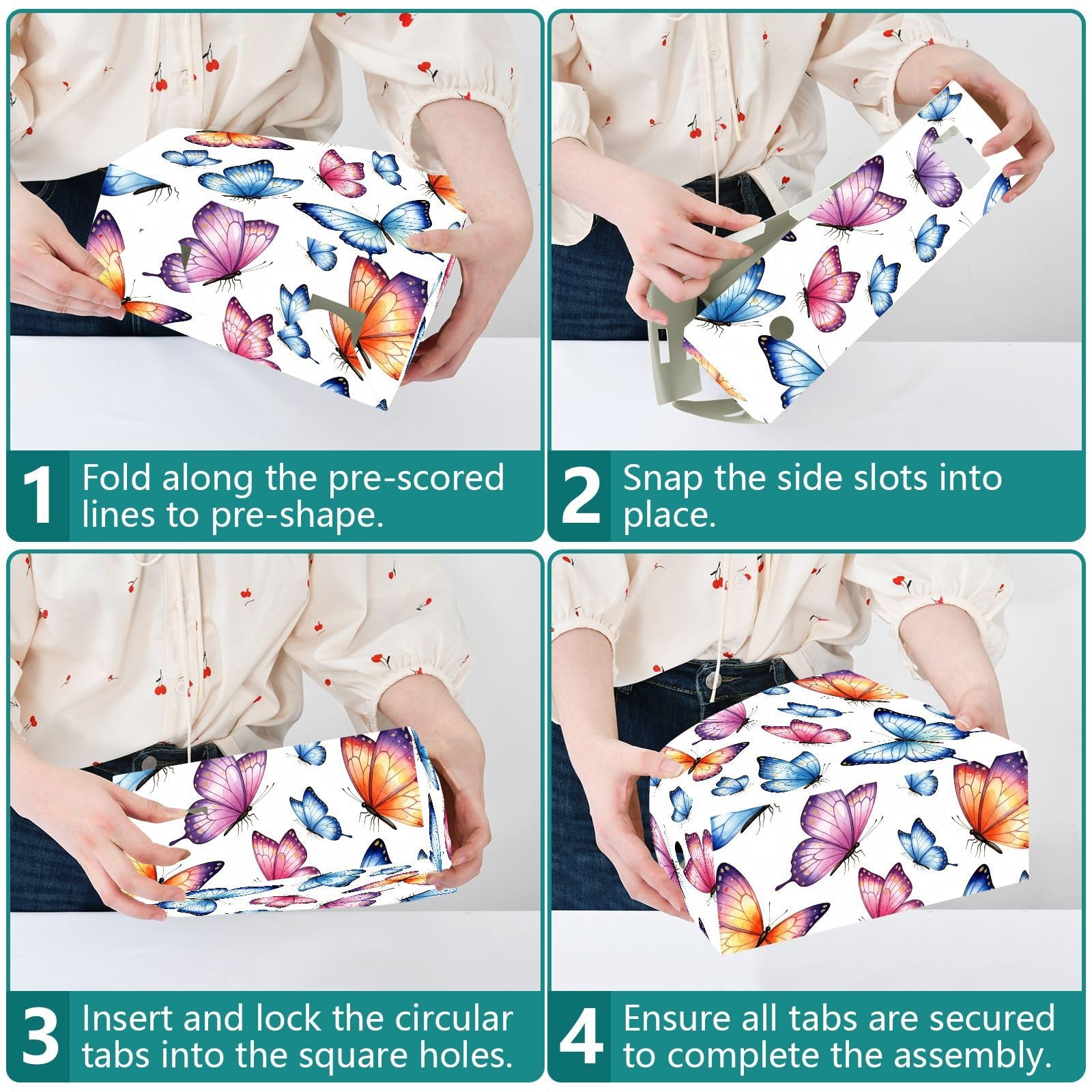 Porte-revues blanc avec fenêtre pour étiquettes Motif papillon aquarelle